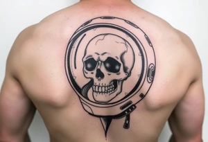 Someone in space with a cracked helmet and the skull inside tattoo idea