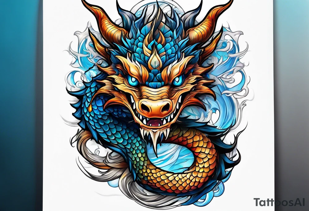 dragon with blue eyes tattoo idea
