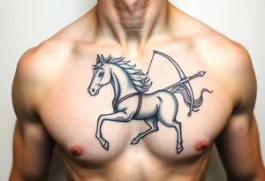 chest japan theme horse and archery tattoo idea