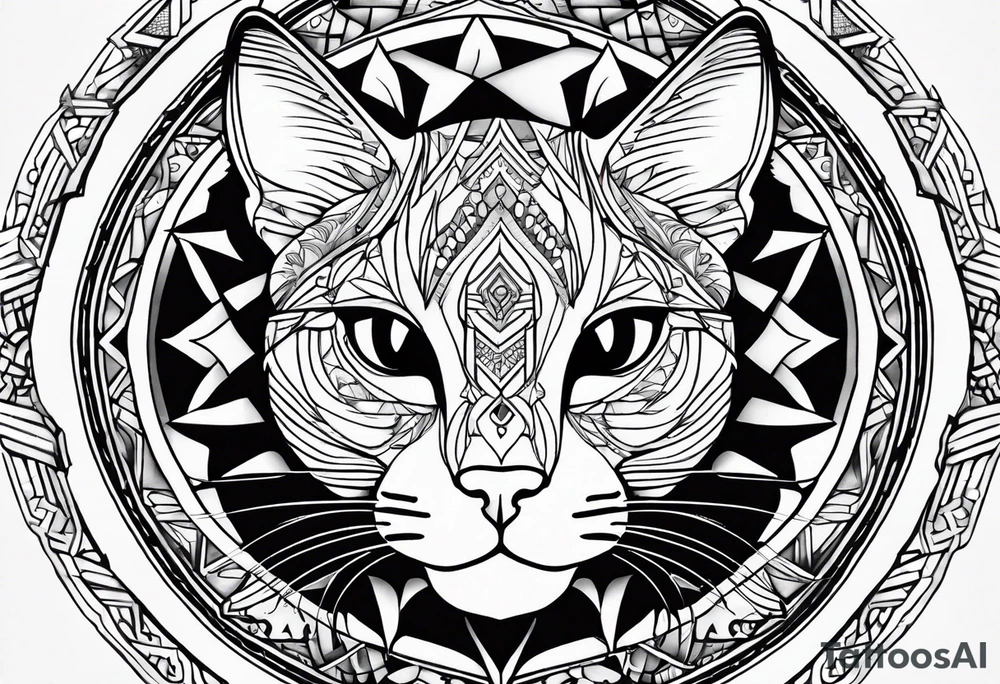 Cat mandala tattoo idea