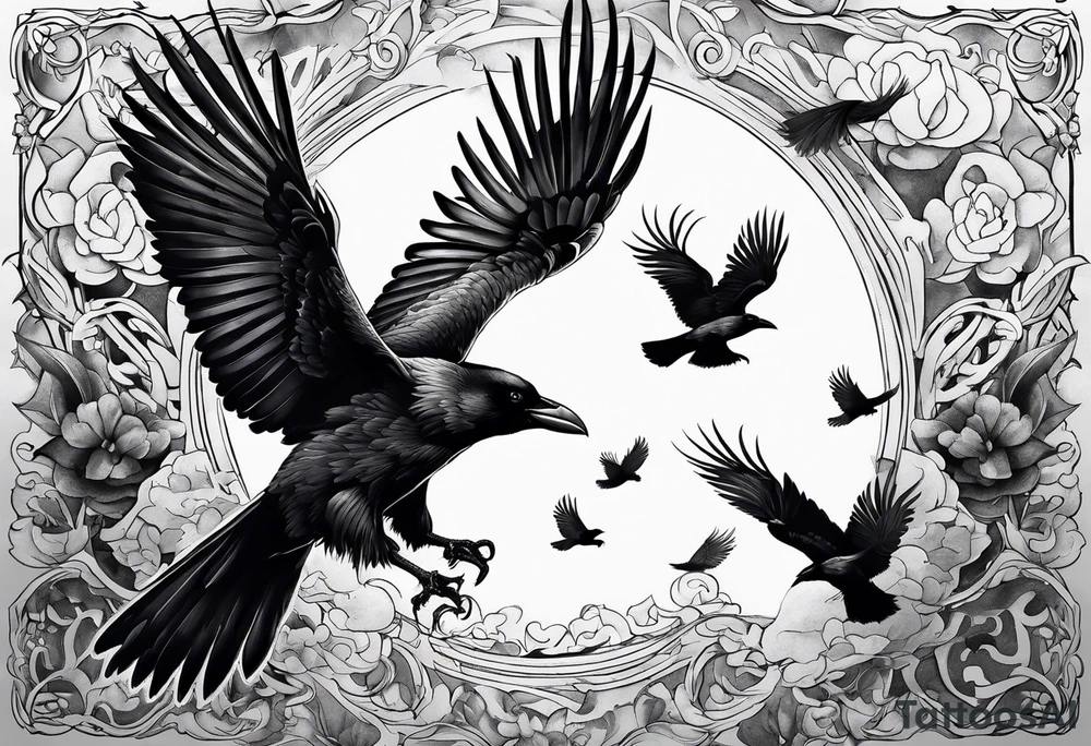 flying crows tattoo idea