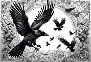 flying crows tattoo idea