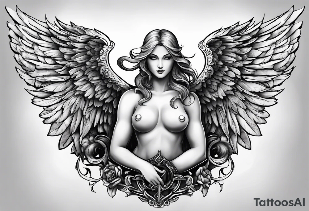 forearm angel tattoo idea