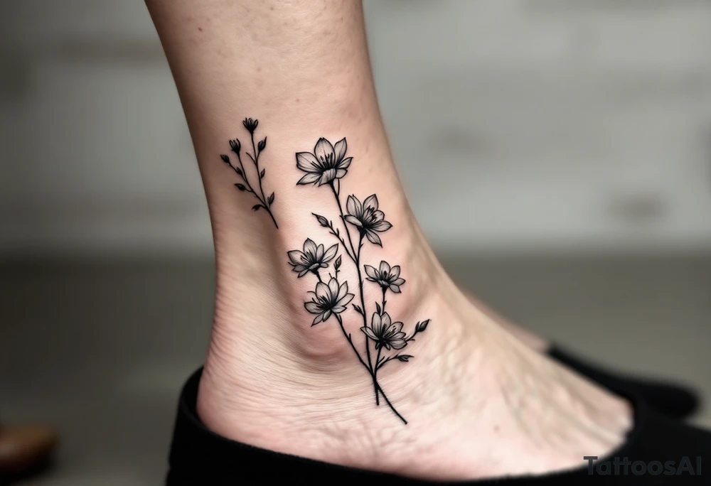 design very minimal Spring tatoo vertically for ankle tattoo idea