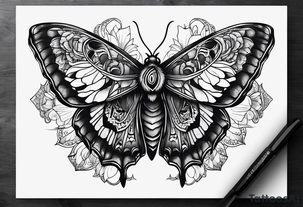 dark moth tattoo idea