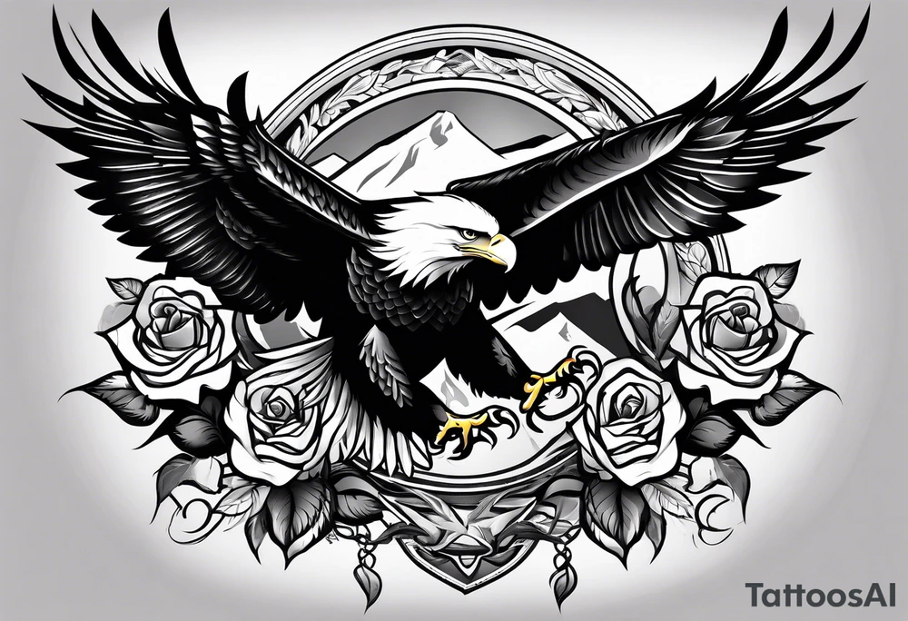 Eagle and rose tattoo idea