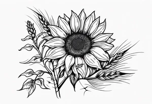 Sunflower, wheat, and barbed wire half sleeve tattoo idea