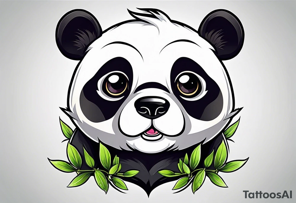 Cute panda only face with bamboo tattoo idea