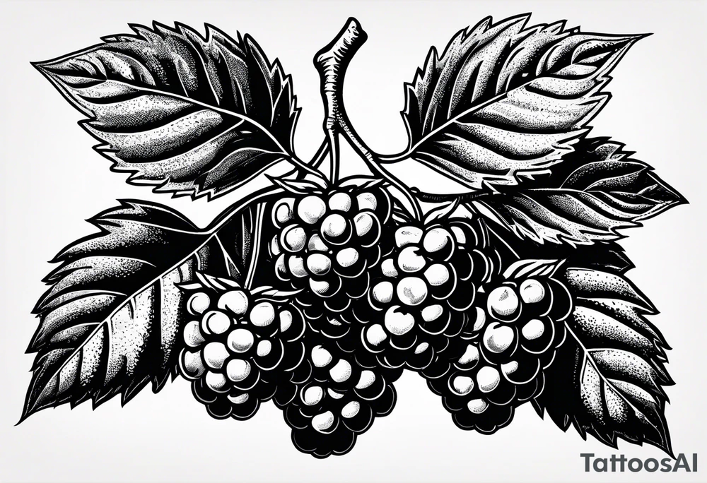 a long raspberry branch that focuses on line work. symbolizes making jam tattoo idea