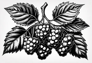 a long raspberry branch that focuses on line work. symbolizes making jam tattoo idea