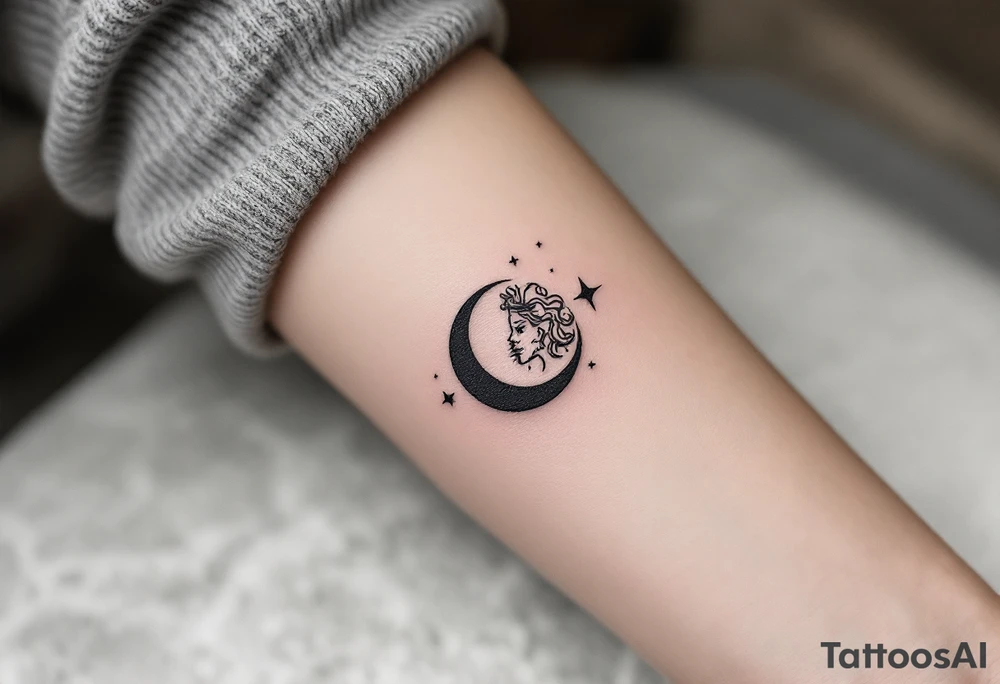 astrology moonsign aquarius in rough / mysterious aesthetic astrology inspired tattoo idea