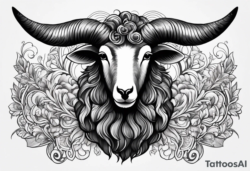 Black sheep with horns and angle wings for arm tattoo tattoo idea