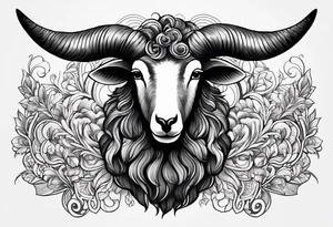 Black sheep with horns and angle wings for arm tattoo tattoo idea