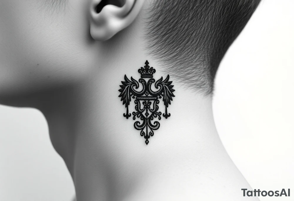 Traditional Russian orthodox design on the side of neck tattoo idea
