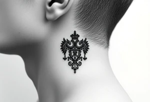 Traditional Russian orthodox design on the side of neck tattoo idea