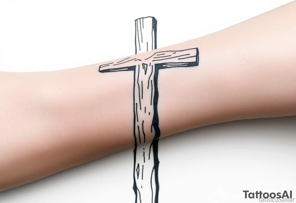 a wooden 12kv pole. Make the pole a cross that has a hidden resemblance to god. tattoo idea