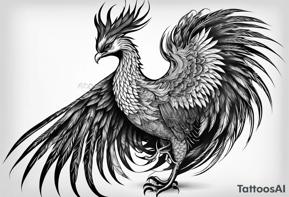 Asian phoenix with a long neck tattoo idea
