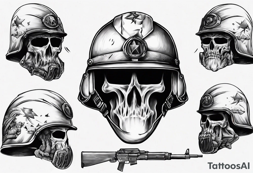 army helmet with 3 bullets tattoo idea
