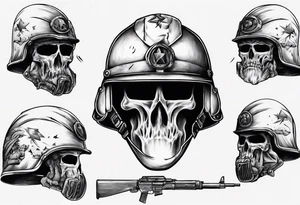 army helmet with 3 bullets tattoo idea