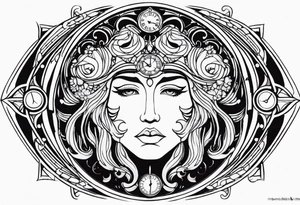 Janus, timeless clock, Aquarius tattoo idea