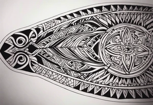 Left arm sleeve tattoo, tribal tattoo idea