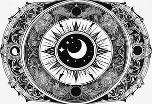 Astrology, Natal Chart, Cancer sign symbolic, vision, yin yang, the moon, the sun, Uranus, Pluto, spiritual, third eye, mystical, Zen, armband tattoo idea