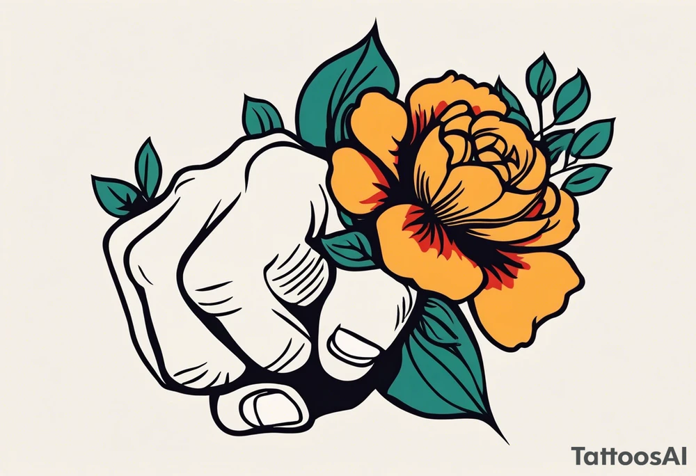 fist in air
vintage flowers
old school vintage simple traditional design 



bold color simple tattoo idea