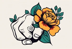 fist in air
vintage flowers
old school vintage simple traditional design 



bold color simple tattoo idea