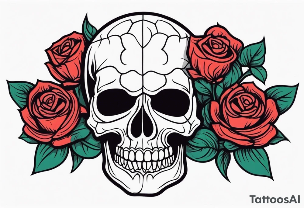 skull with rose tattoo idea