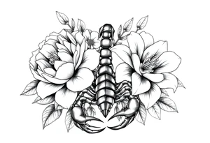 peonies and lilies with scorpion tattoo idea