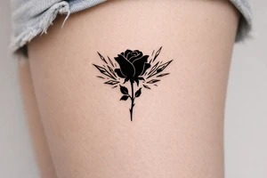 Rose silhouette with sharp ice shards bursting outwards tattoo idea