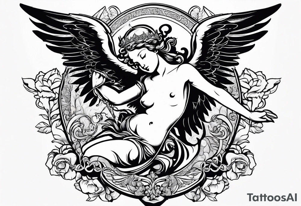 Flying Cherub renaissance style tattoo idea