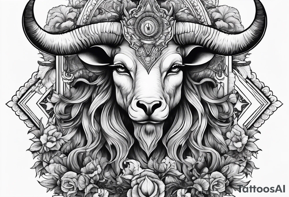 Devil with goat horns tattoo idea
