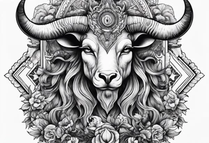 Devil with goat horns tattoo idea