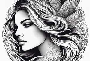 Woman rising into the phoenix tattoo idea