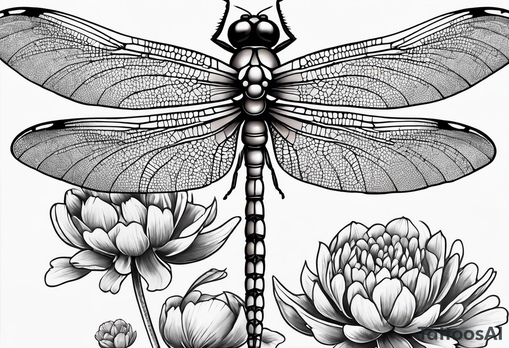 Dragon fly with clover behind it tattoo idea