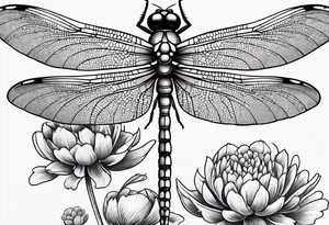 Dragon fly with clover behind it tattoo idea