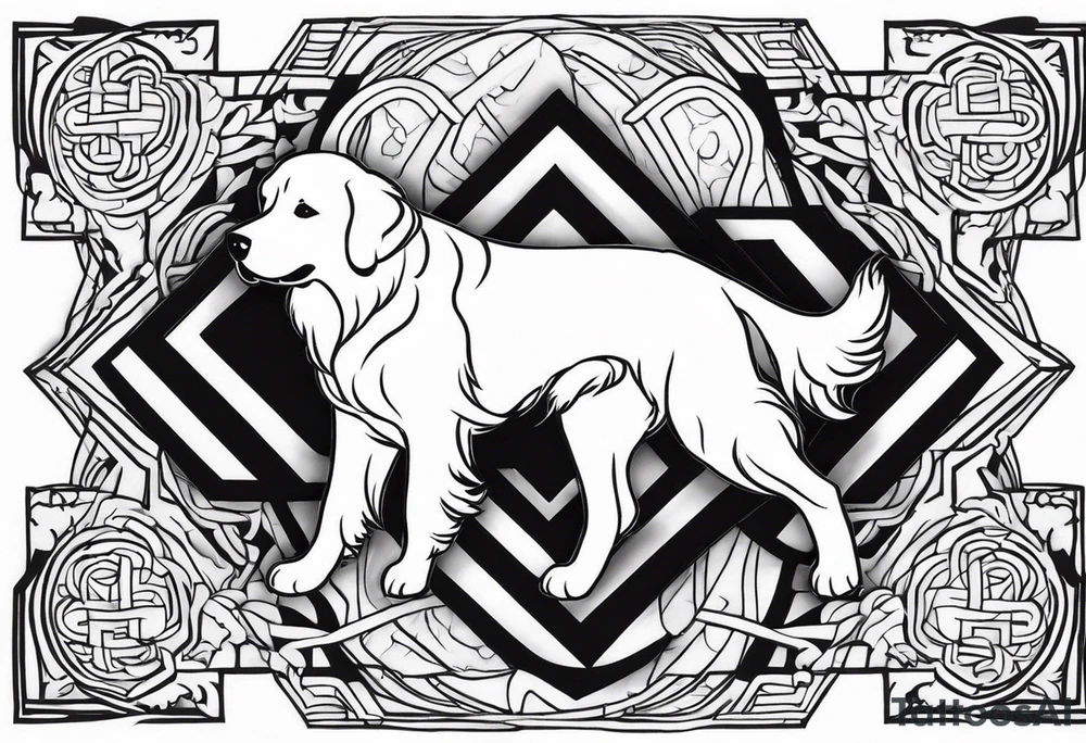 a golden retriever in plain white karate gis tattoo idea