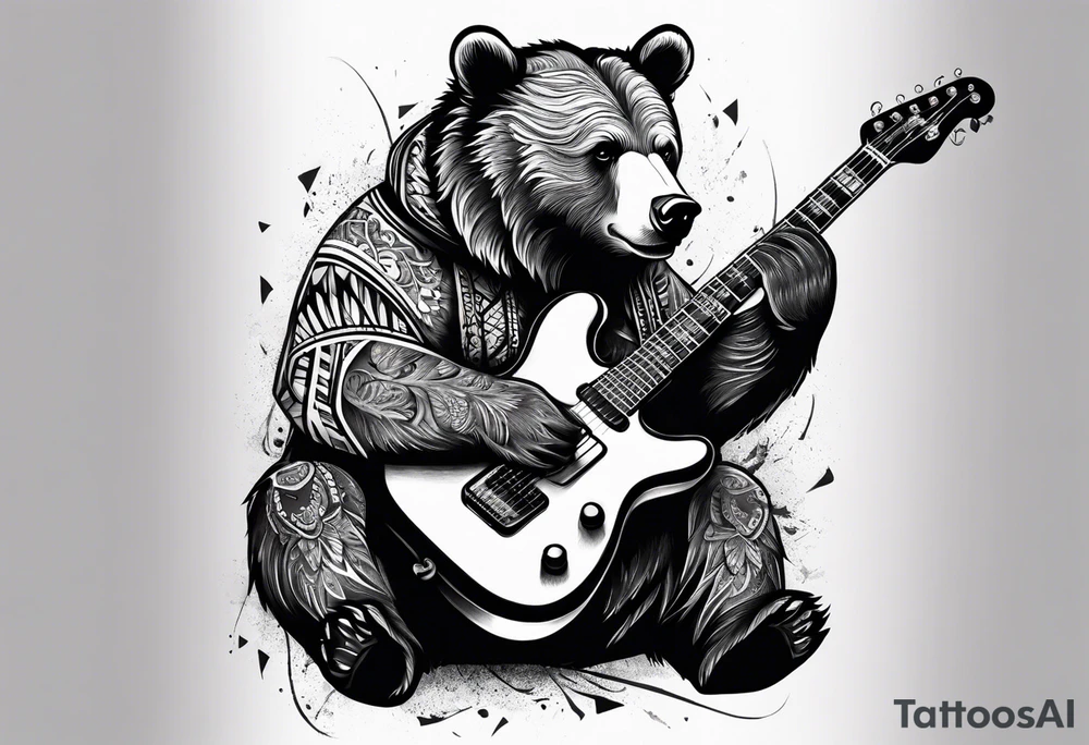 bear playing a telecaster tattoo idea