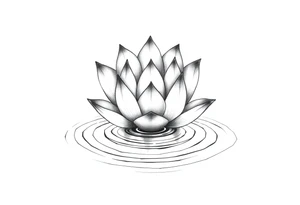 serene lotus flower emerging from sacred waters with ripples tattoo idea