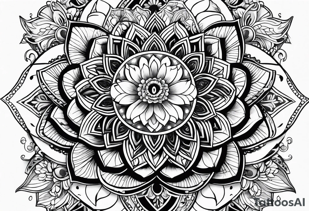 Hand of Fatima lotus flower sleeve tattoo idea