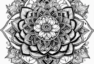 Hand of Fatima lotus flower sleeve tattoo idea