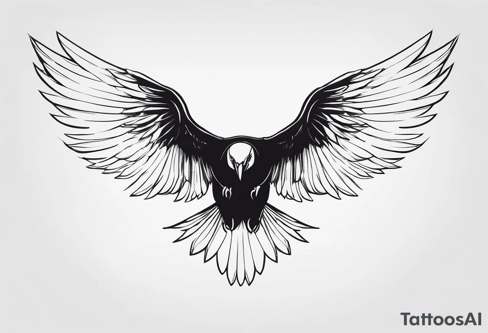 condor wings spread upper back tattoo idea