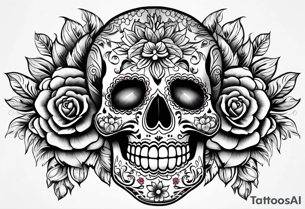 Day of the dead by itself skull with shading tattoo idea