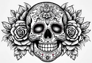 Day of the dead by itself skull with shading tattoo idea