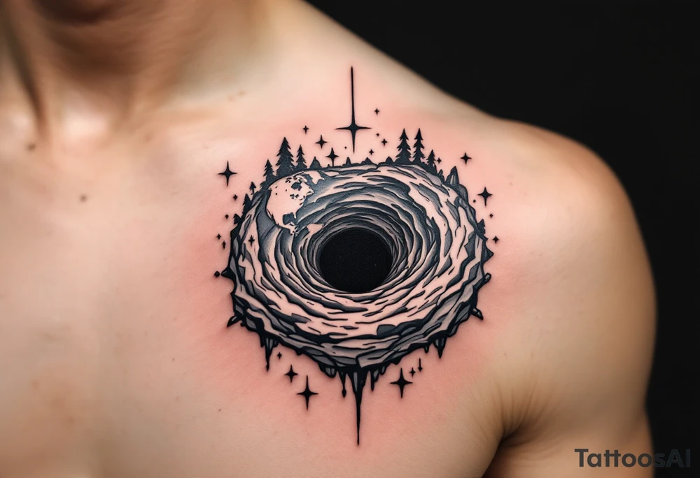 2 different worlds on both sides of a black hole tattoo idea