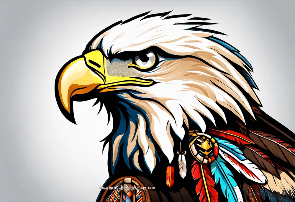 Eagle with native war bonnet tattoo idea