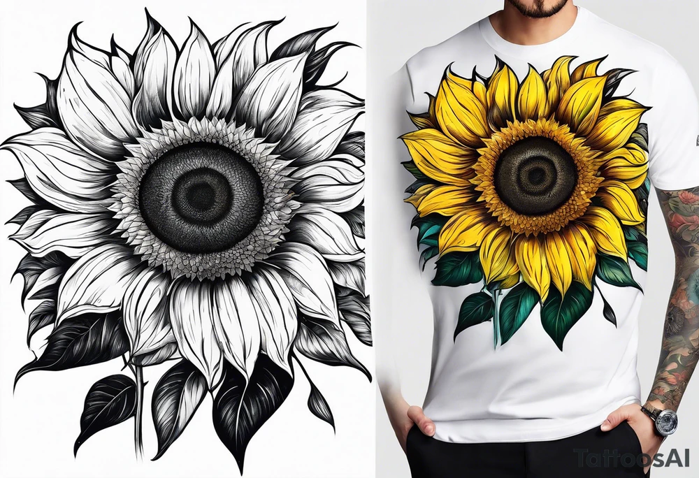 Sunflower for a male tattoo idea