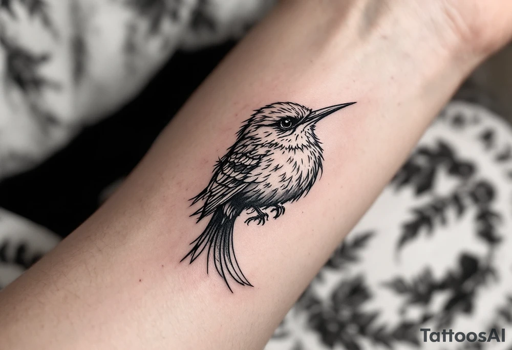 Feminine bird tattoo idea