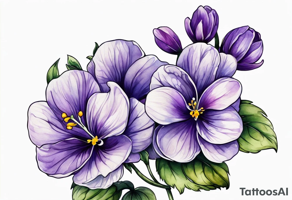 Small Violet flower with stem tattoo idea